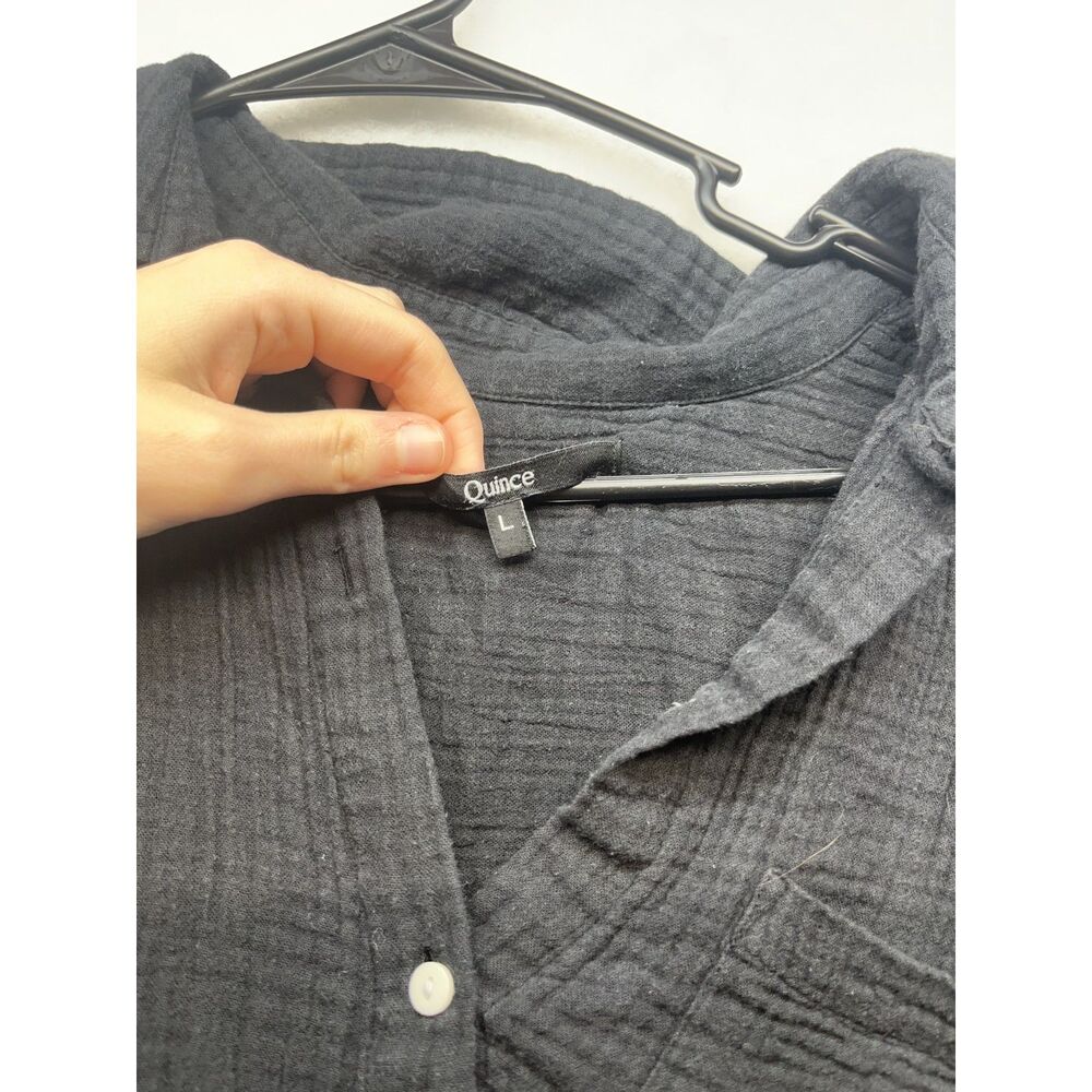 Quince organic cotton gauze long sleeve shirt black size large - Picture 4 of 6